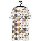 Women's Kawaii Cat Face T-Shirt Dress