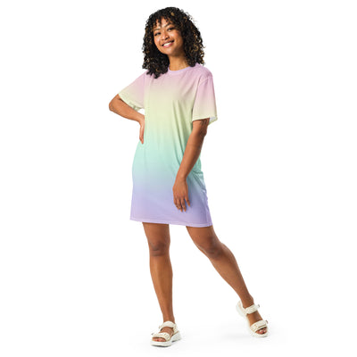 Women's Rainbow Pastel T-Shirt Dress