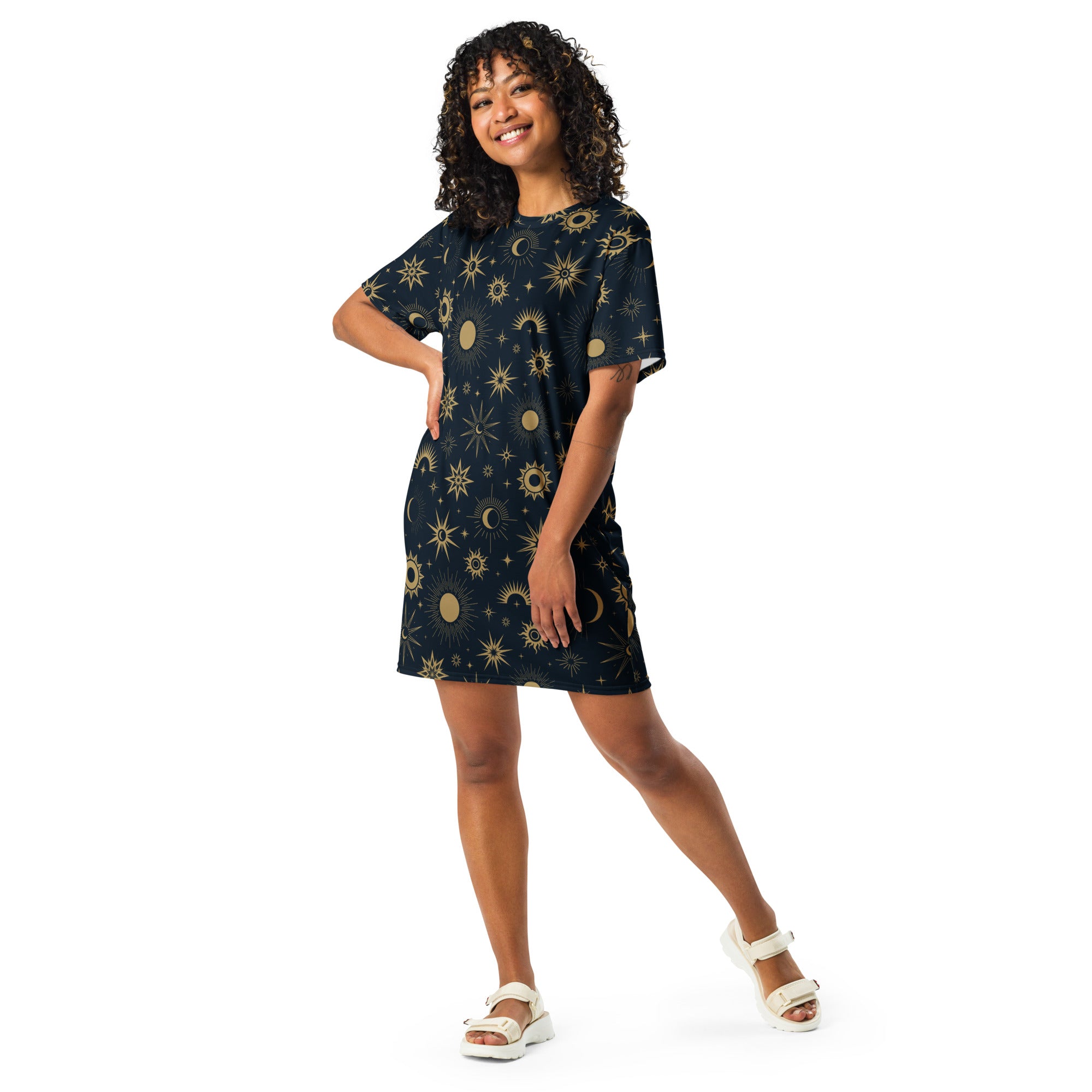 Women's Celestial Sun & Moon T-Shirt Dress
