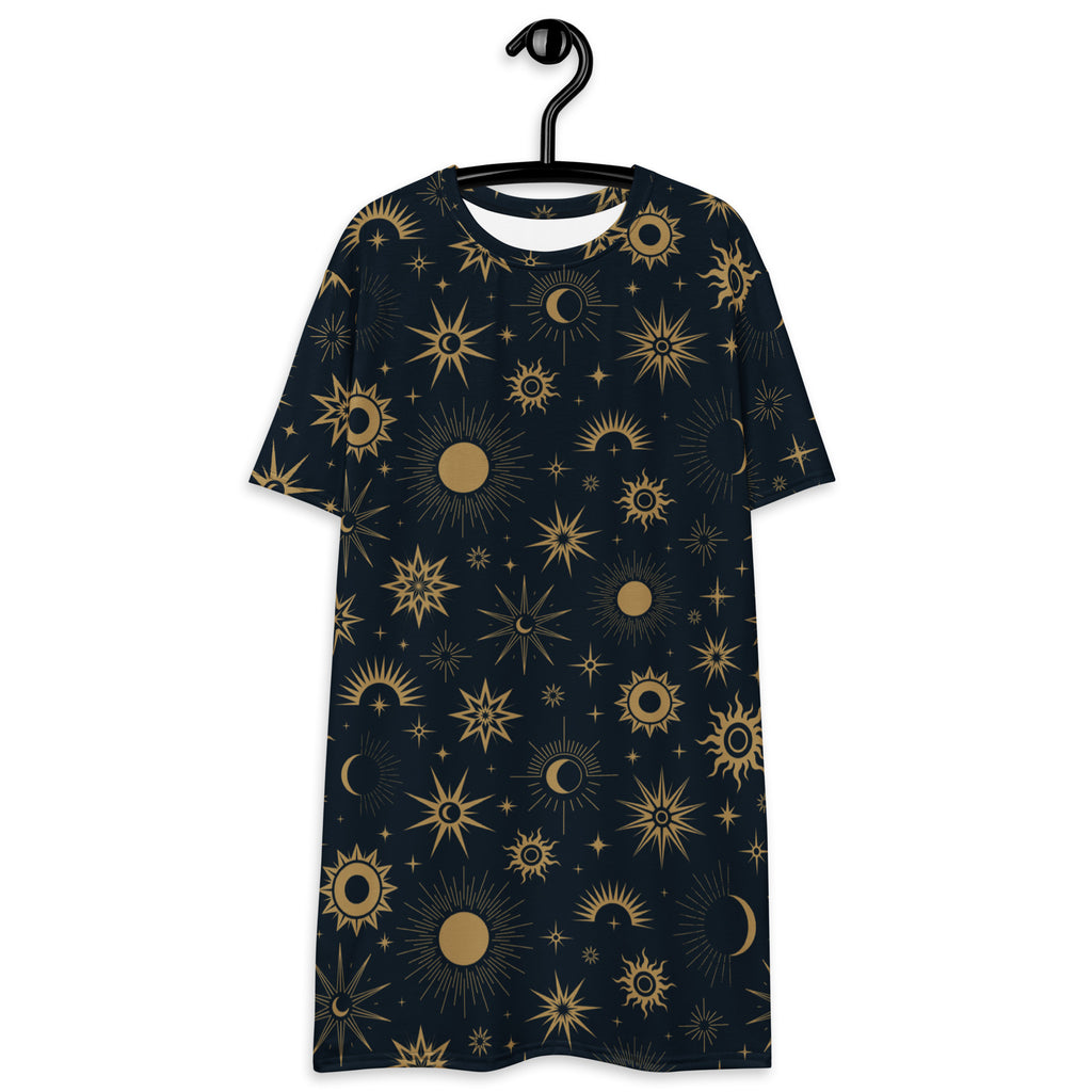 Women's Celestial Sun & Moon T-Shirt Dress