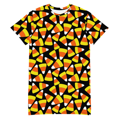 Women's Candy Corn Halloween T-Shirt Dress