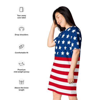 Women's American Flag T-Shirt Dress