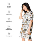 Women's Kawaii Cat Face T-Shirt Dress