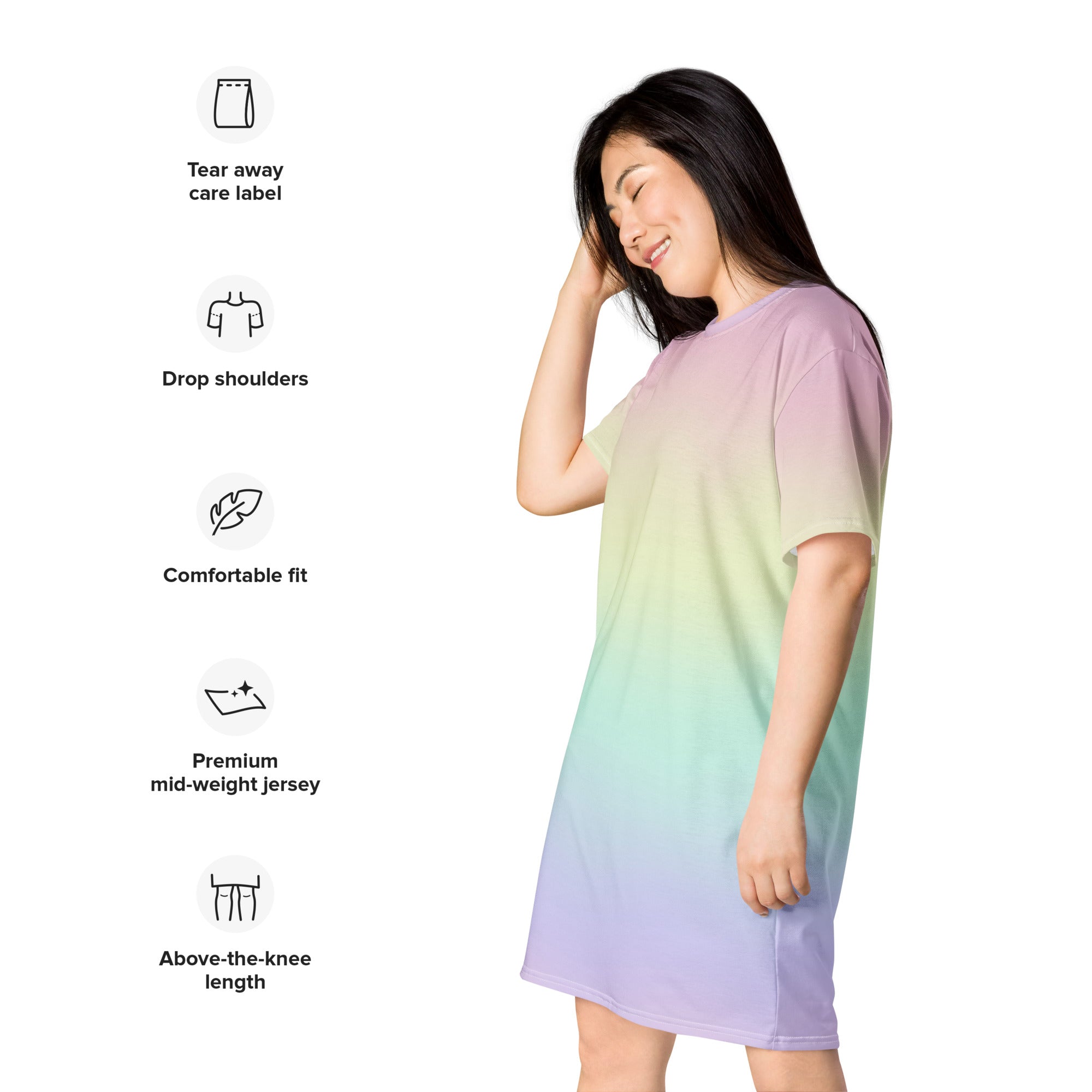 Women's Rainbow Pastel T-Shirt Dress