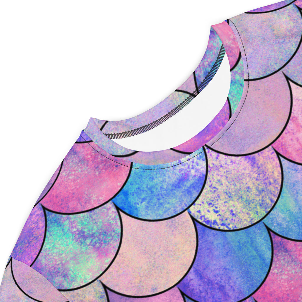 Women's Pastel Mermaid Scales T-Shirt Dress