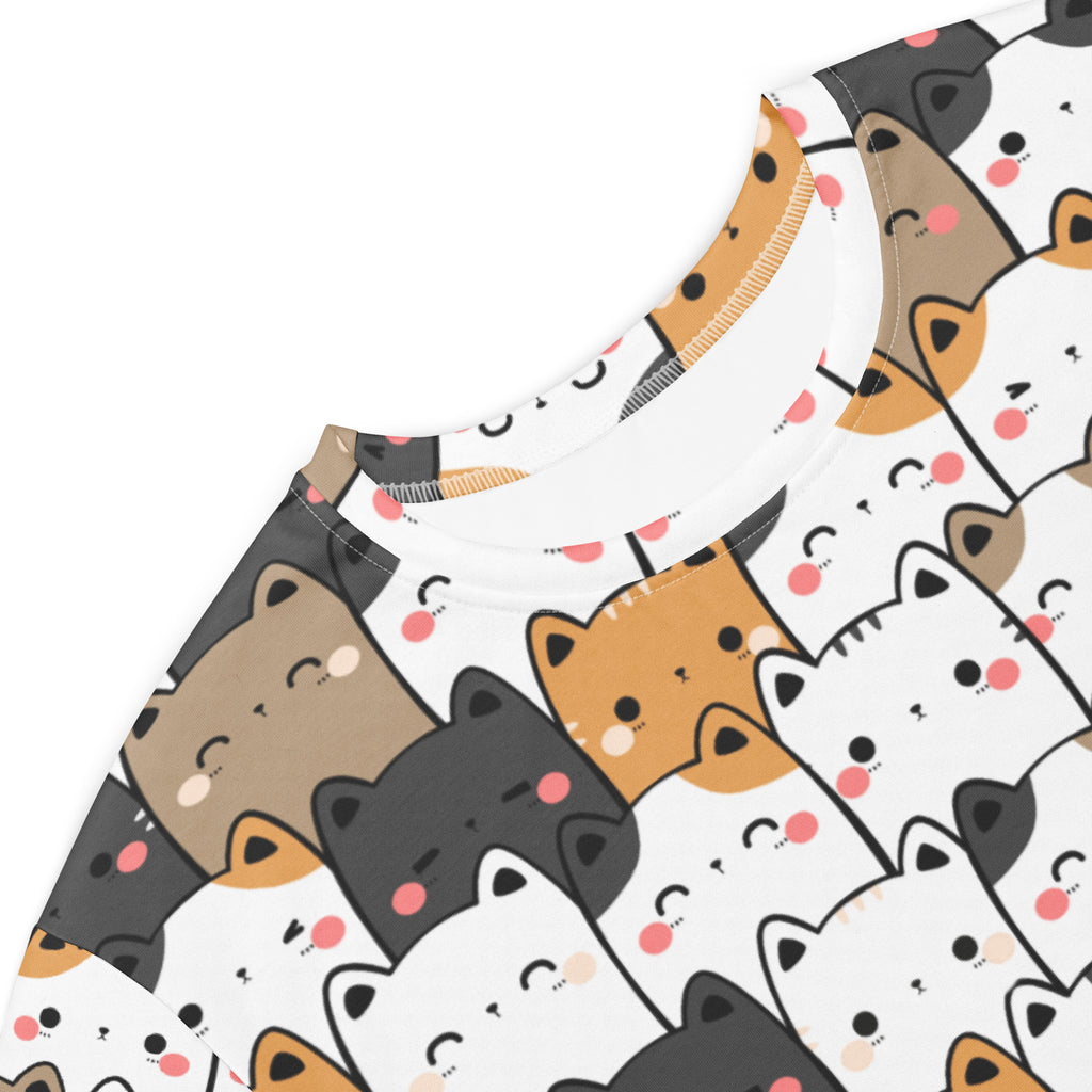 Women's Kawaii Cat Face T-Shirt Dress