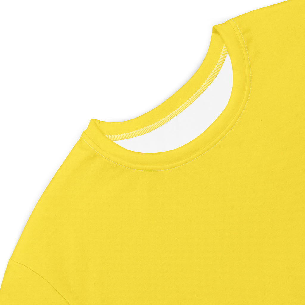 Women yellow t-shirt dress with bright soft fabric and a clean ribbed crewneck neckline