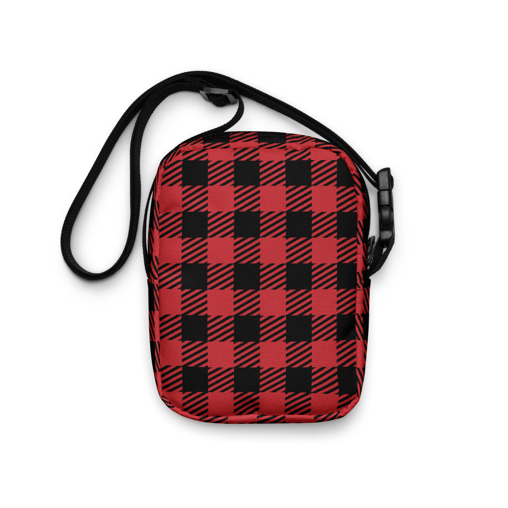 Girls red plaid Christmas crossbody purse in red and black plaid with a black adjustable strap for easy wear
