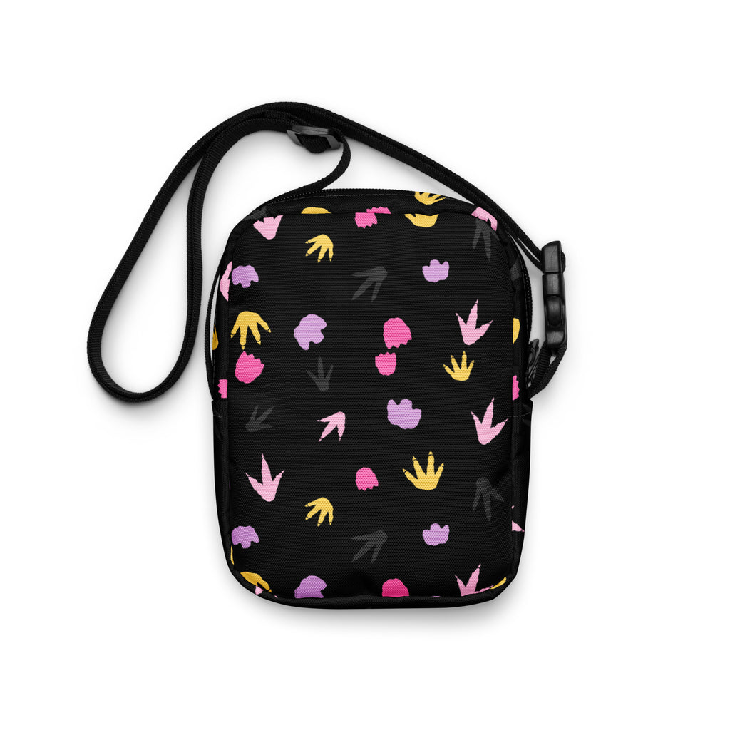 Girls Colorful Dinosaur Footprints Crossbody Bag – Water Resistant Mini Purse With Adjustable Strap & Pockets