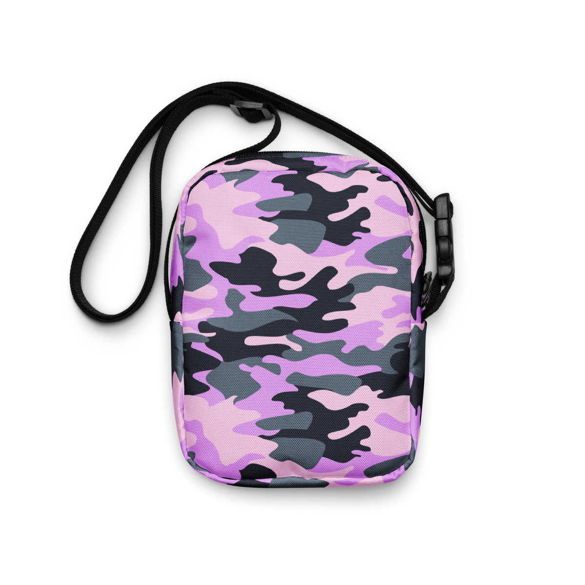 Purple Camouflage Crossbody Bag – Water Resistant Mini Purse With Adjustable Strap & Pockets