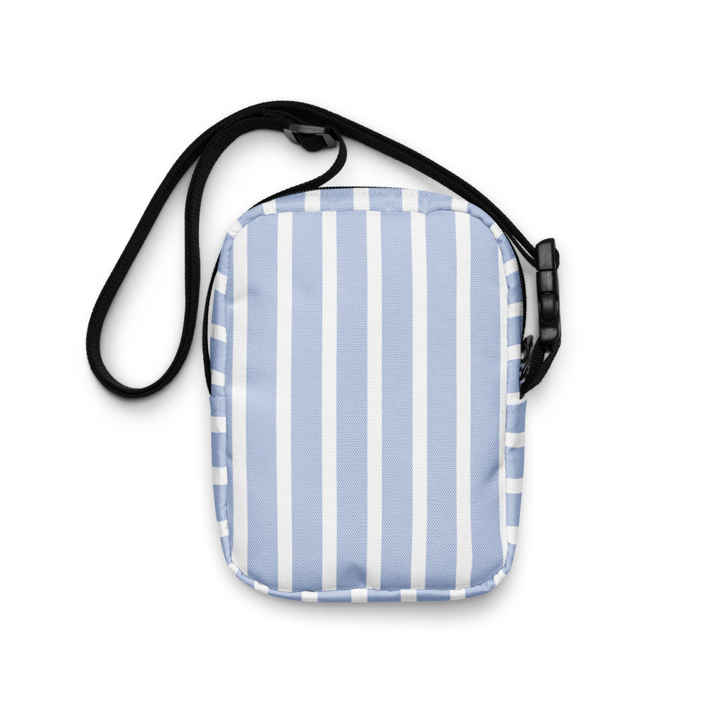 Light Blue Striped Crossbody Bag – Water Resistant Mini Purse With Adjustable Strap & Pockets
