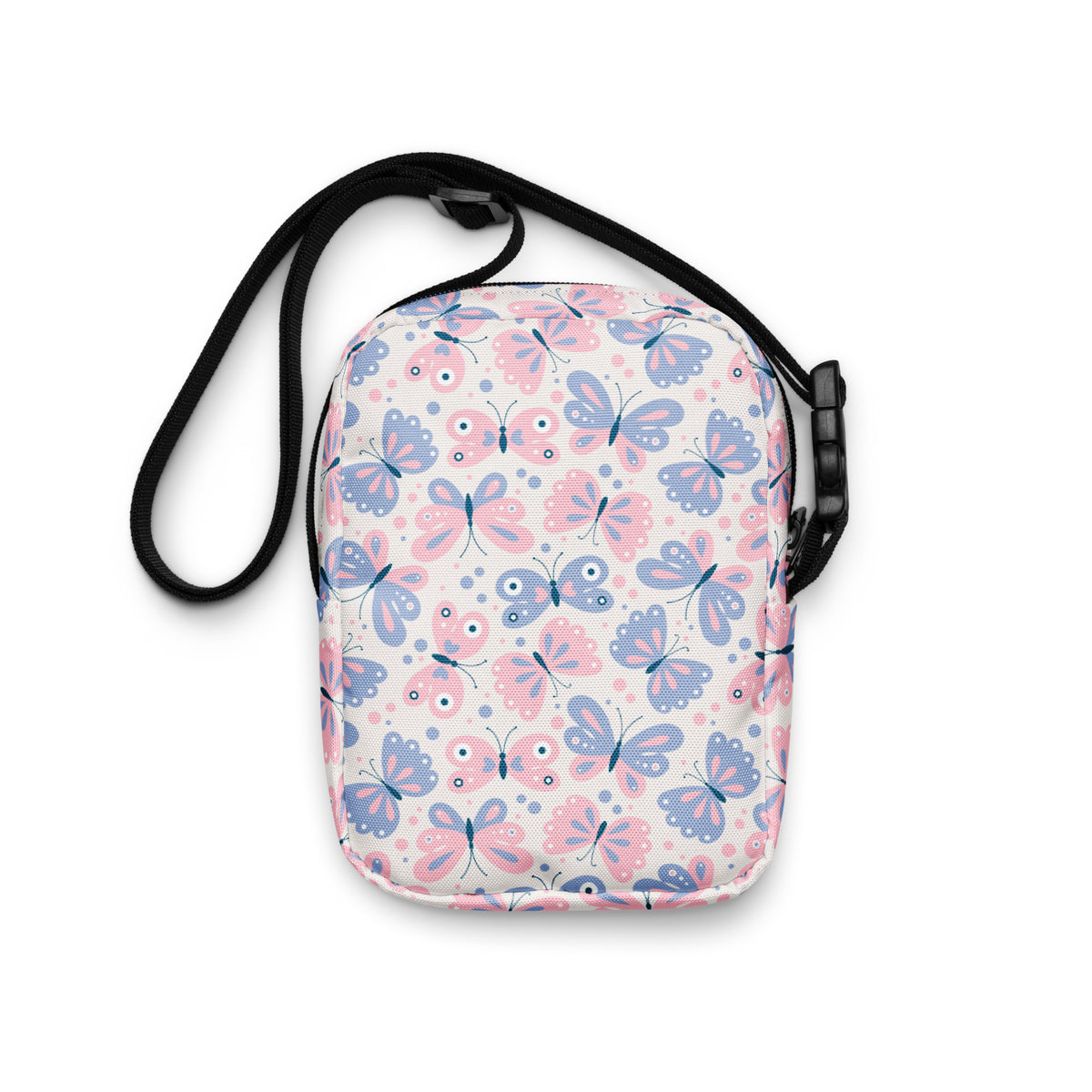Pink & Purple Butterfly Crossbody Bag – Water Resistant Mini Purse With Adjustable Strap & Pockets