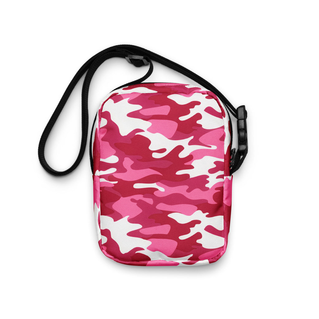 Bright Pink Camouflage Crossbody Bag – Water Resistant Mini Purse With Adjustable Strap & Pockets