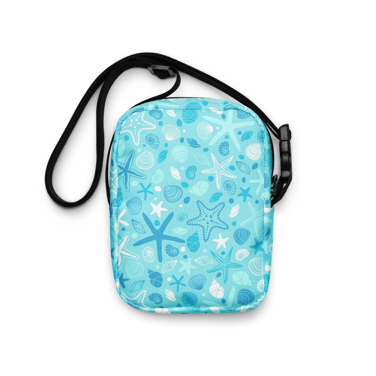 Starfish & Shells Crossbody Bag – Water Resistant Mini Purse With Adjustable Strap & Pockets
