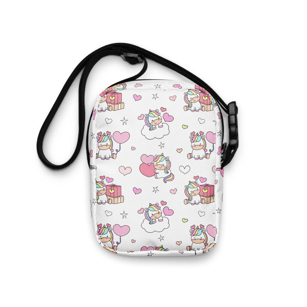 Girls Unicorn Hearts Crossbody Bag – Water Resistant Mini Purse With Adjustable Strap & Pockets