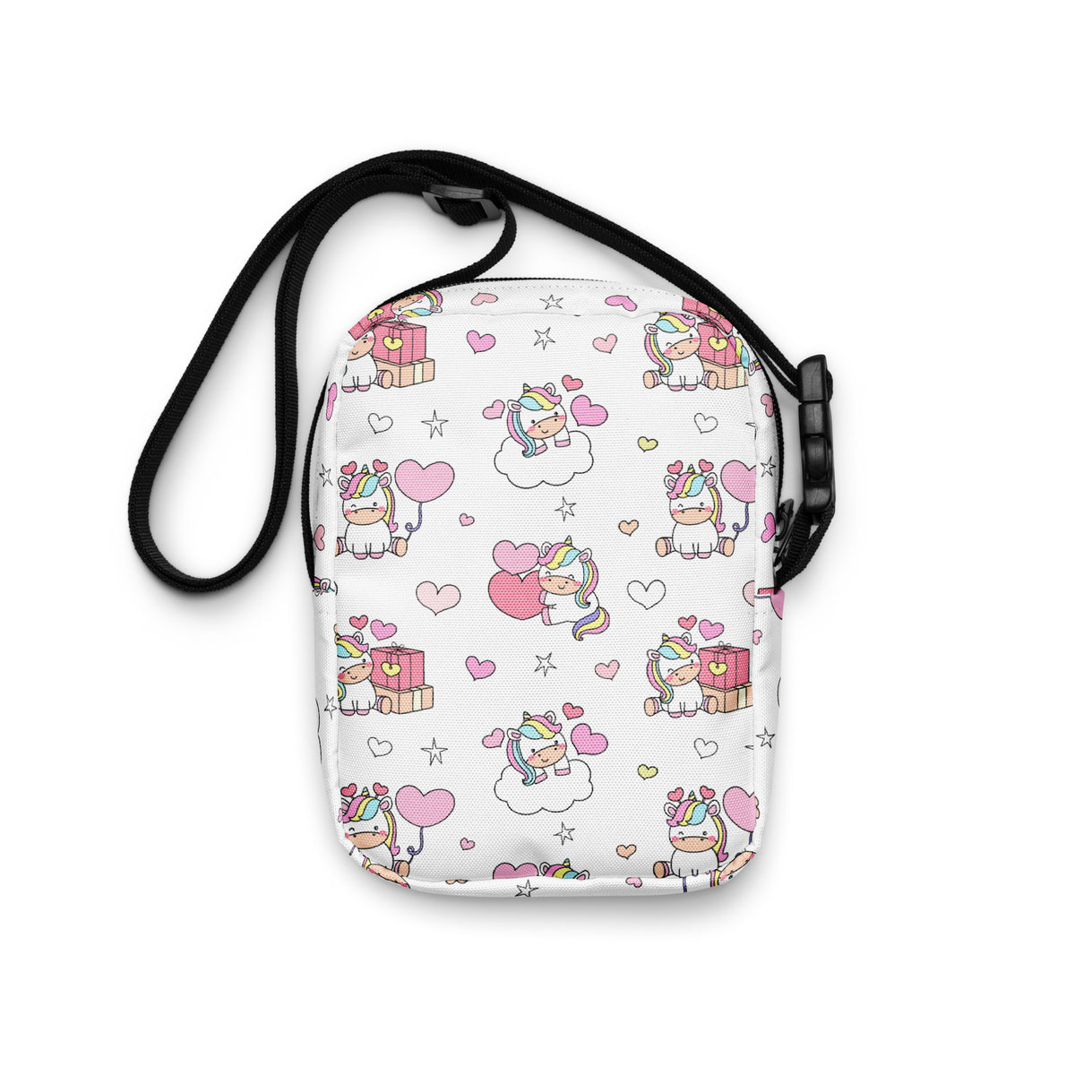 Girls Unicorn Hearts Crossbody Bag – Water Resistant Mini Purse With Adjustable Strap & Pockets
