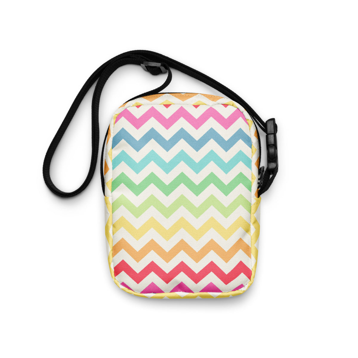 Rainbow Chevron Crossbody Bag – Water Resistant Mini Purse With Adjustable Strap & Pockets