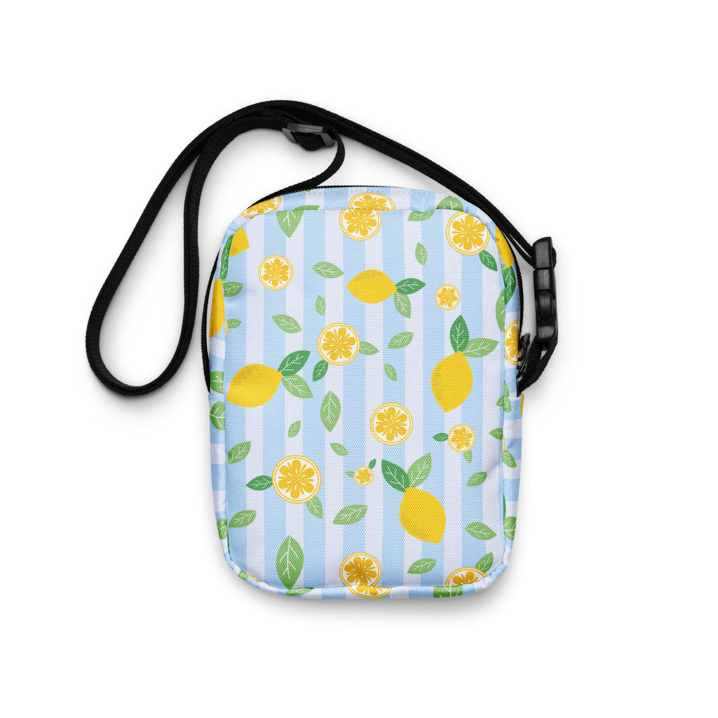 Girls Lemon Stripe Crossbody Bag – Water Resistant Mini Purse With Adjustable Strap & Pockets