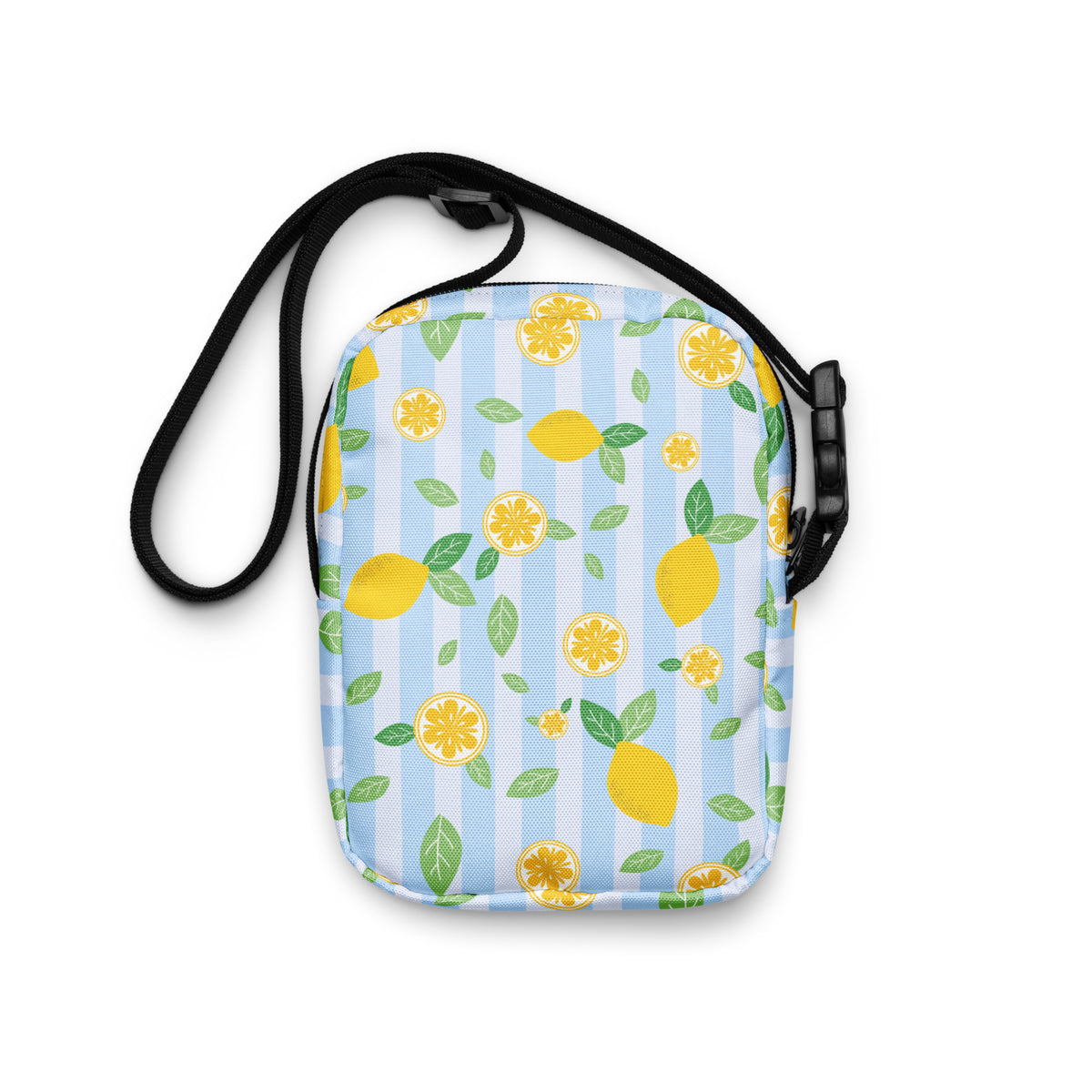 Girls Lemon Stripe Crossbody Bag – Water Resistant Mini Purse With Adjustable Strap & Pockets