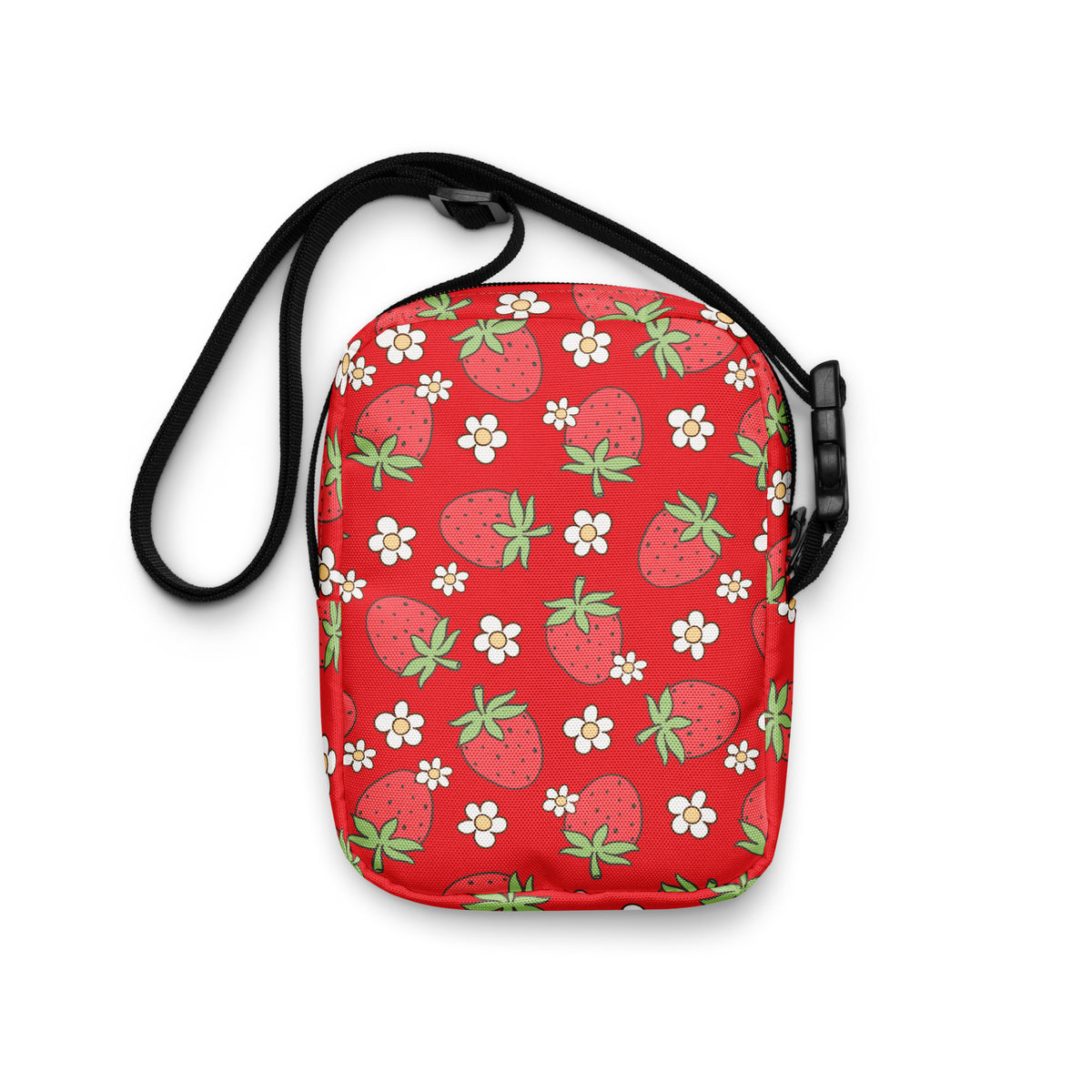 Floral Strawberry Crossbody Bag – Water Resistant Mini Purse With Adjustable Strap & Pockets