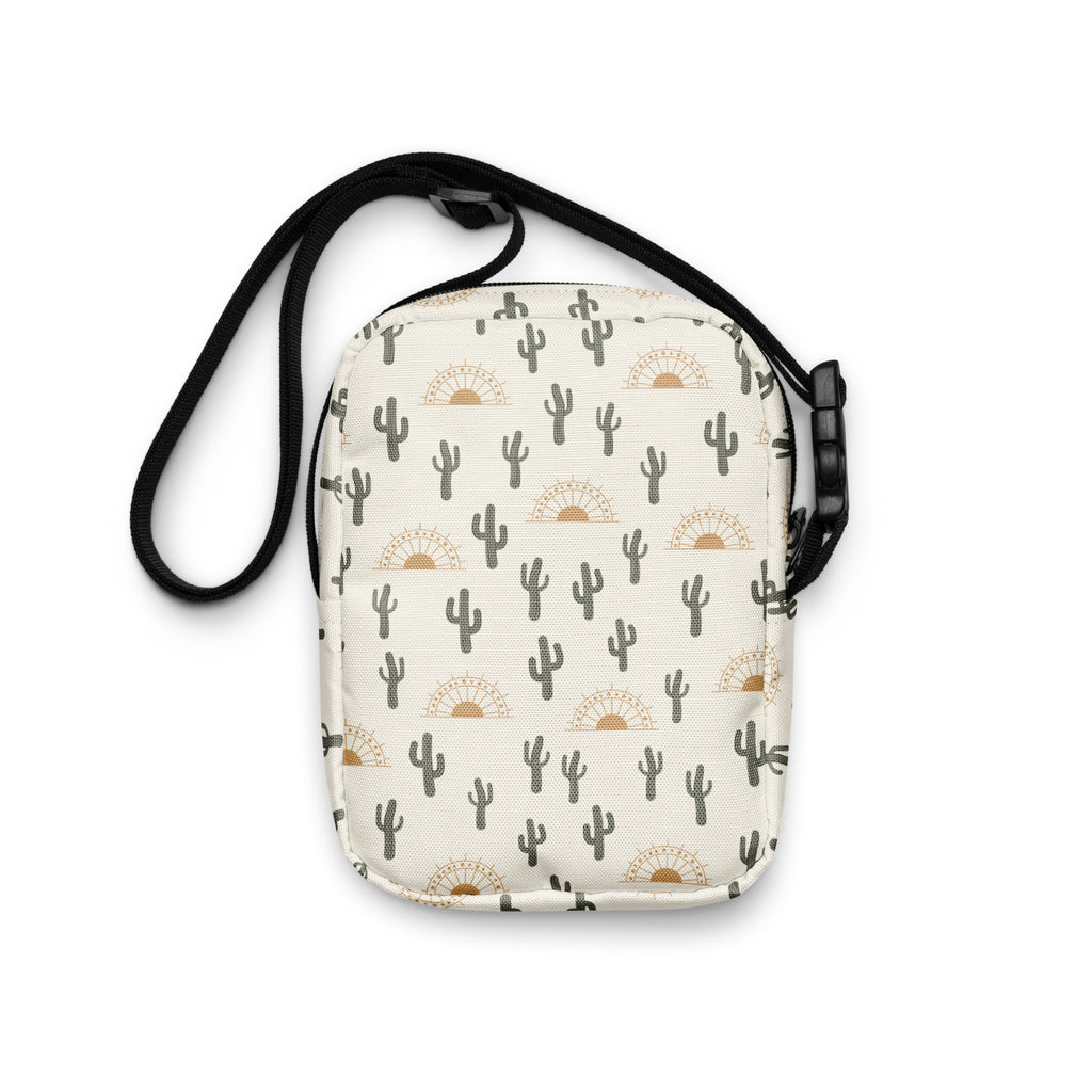 Desert Cactus Sunrise Crossbody Bag – Water Resistant Mini Purse With Adjustable Strap & Pockets