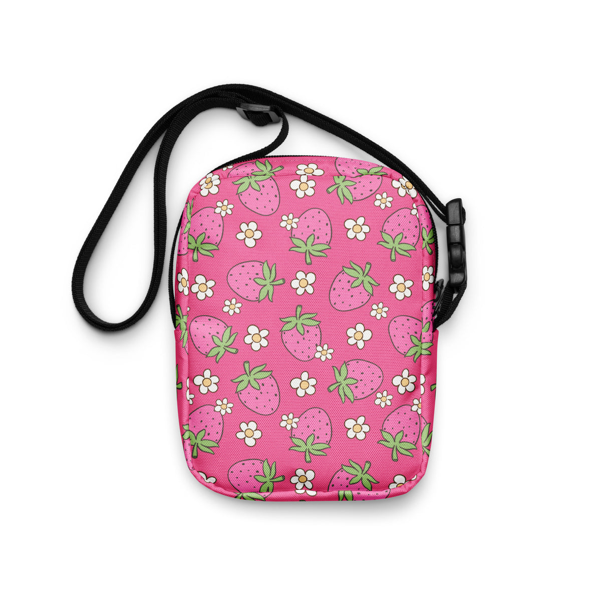 Pink Strawberry Crossbody Bag – Water Resistant Mini Purse With Adjustable Strap & Pockets