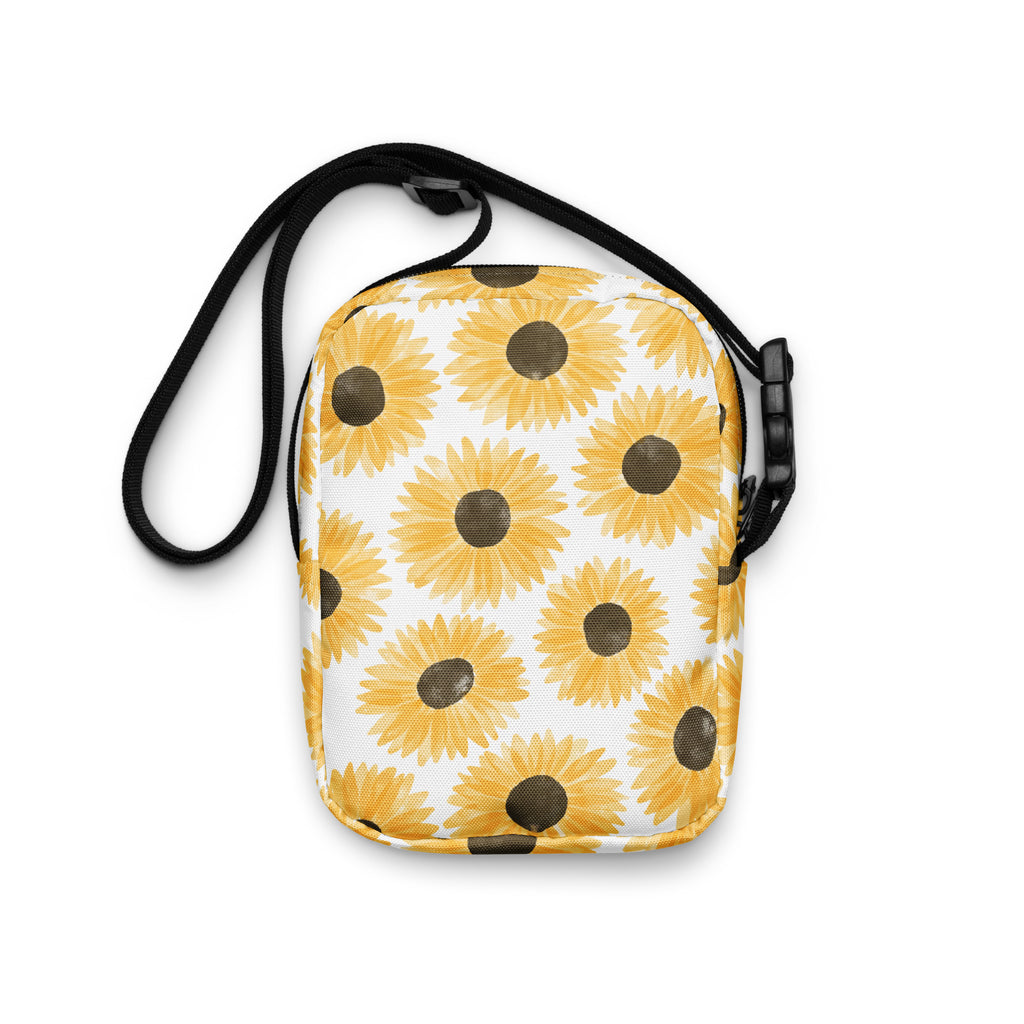 Watercolor Sunflower Crossbody Bag – Water Resistant Mini Purse With Adjustable Strap & Pockets