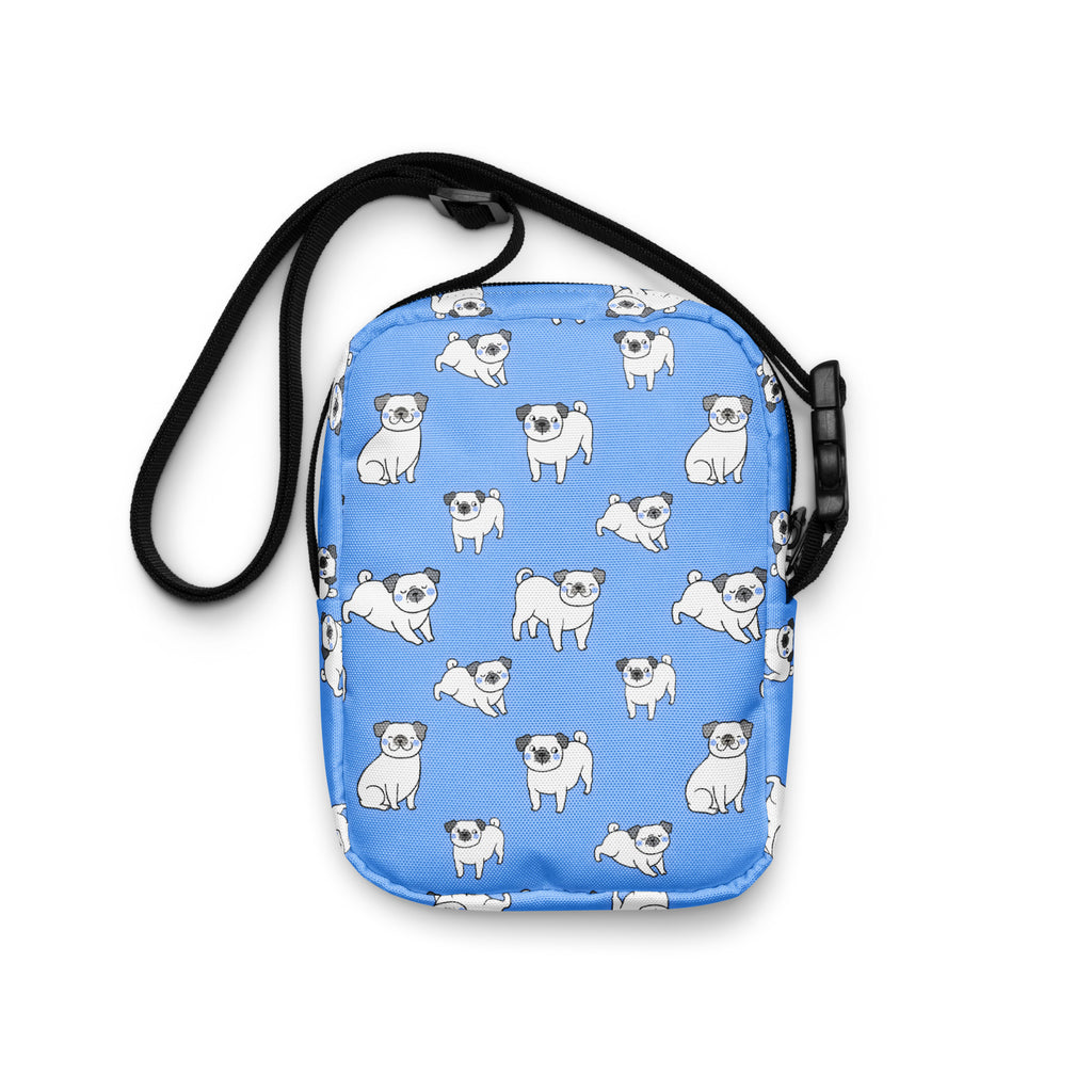 Blue Pug Crossbody Bag – Water Resistant Mini Purse With Adjustable Strap & Pockets