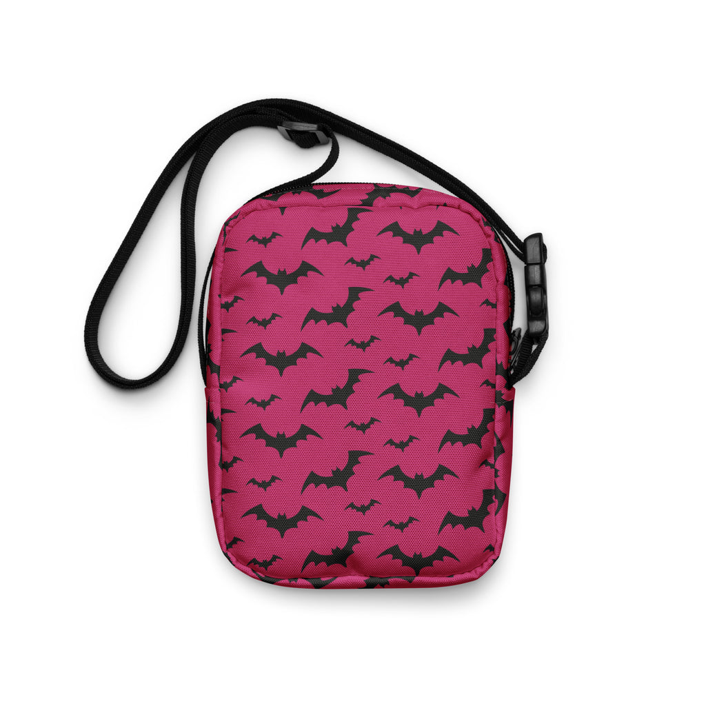 Girls Pink Bats Halloween Crossbody Bag – Water Resistant Mini Purse With Adjustable Strap & Pockets