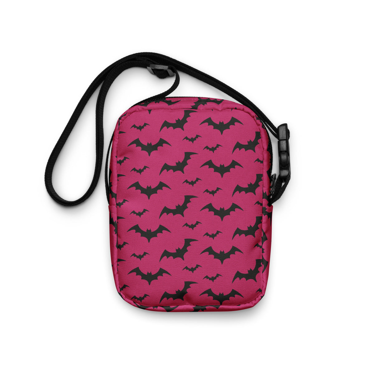Girls Pink Bats Halloween Crossbody Bag – Water Resistant Mini Purse With Adjustable Strap & Pockets