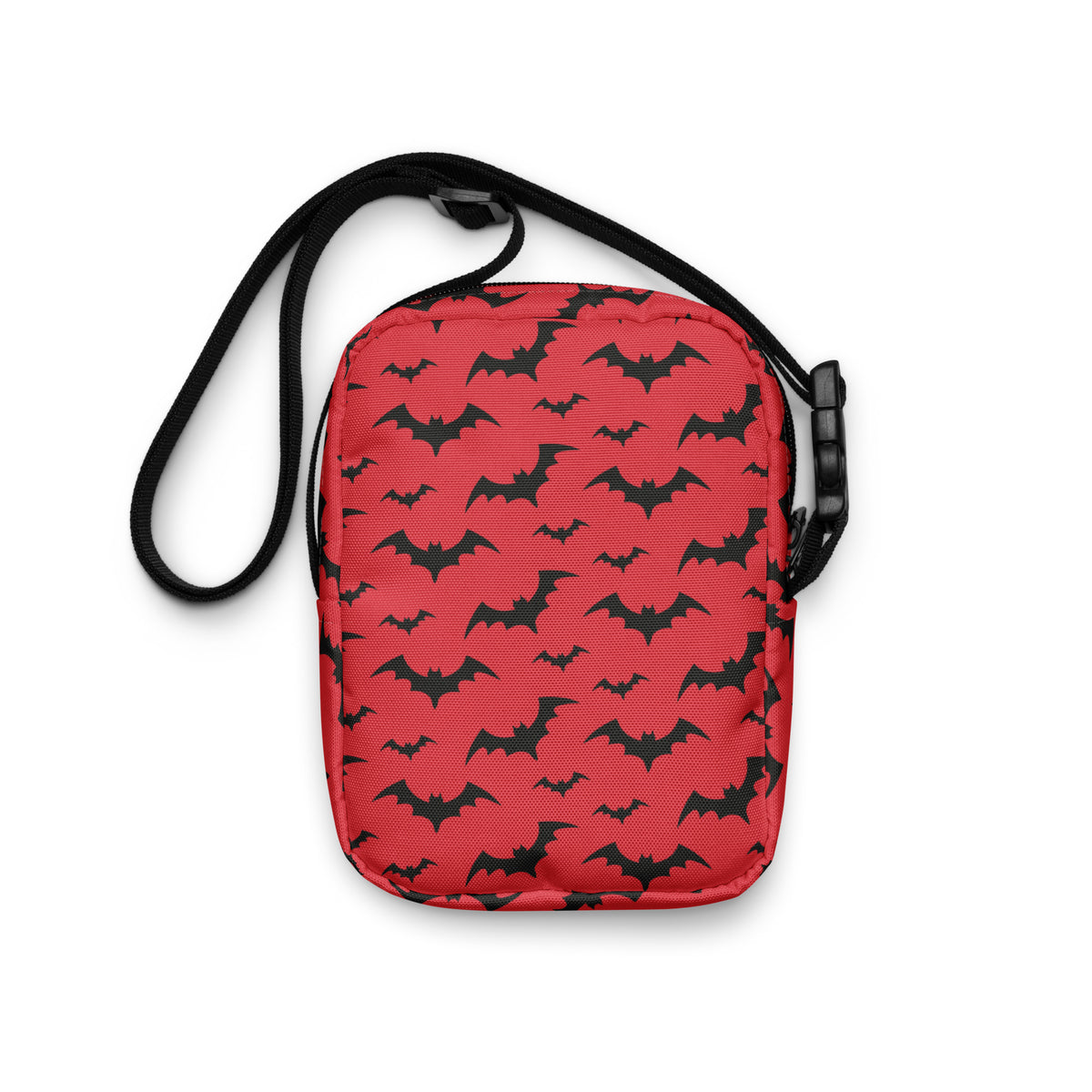 Red Bats Halloween Crossbody Bag – Water Resistant Mini Purse With Adjustable Strap & Pockets