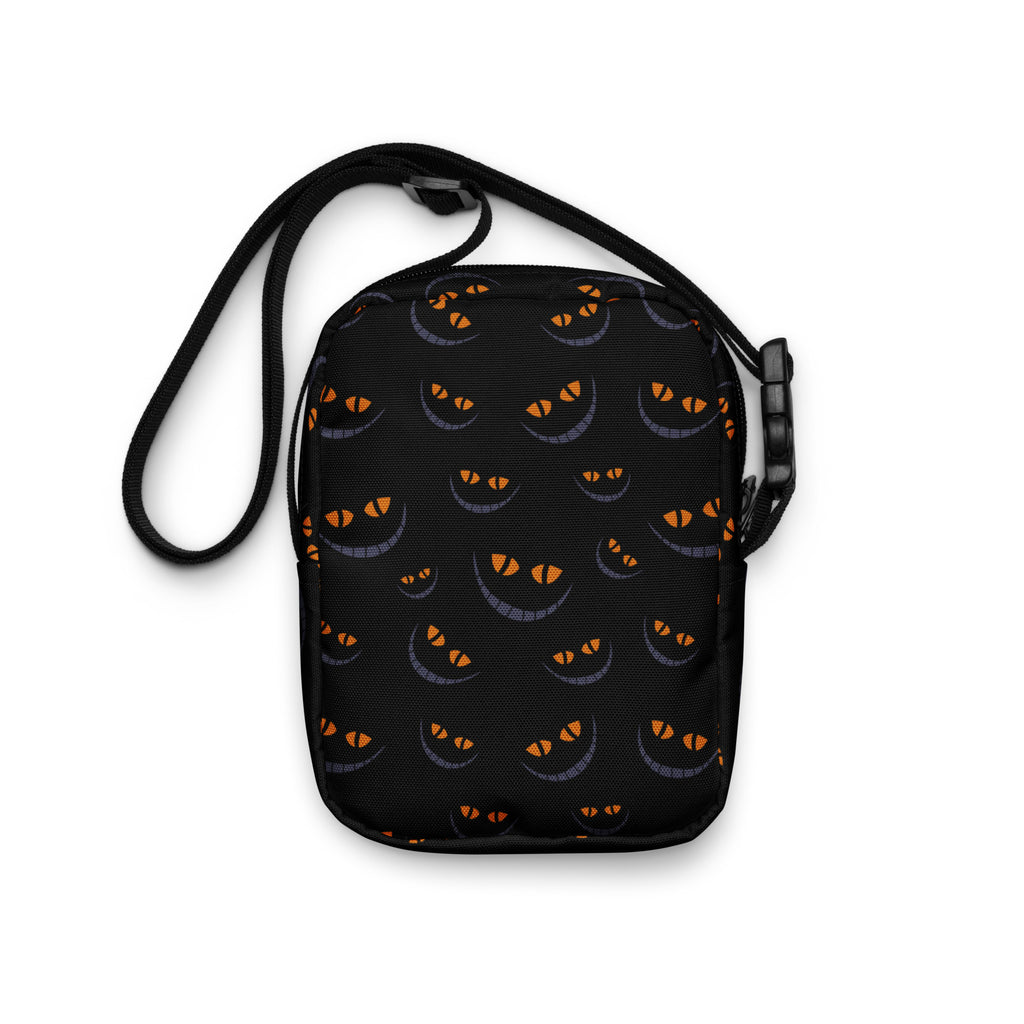 Spooky Black Cat Halloween Crossbody Bag – Water Resistant Mini Purse With Adjustable Strap & Pockets
