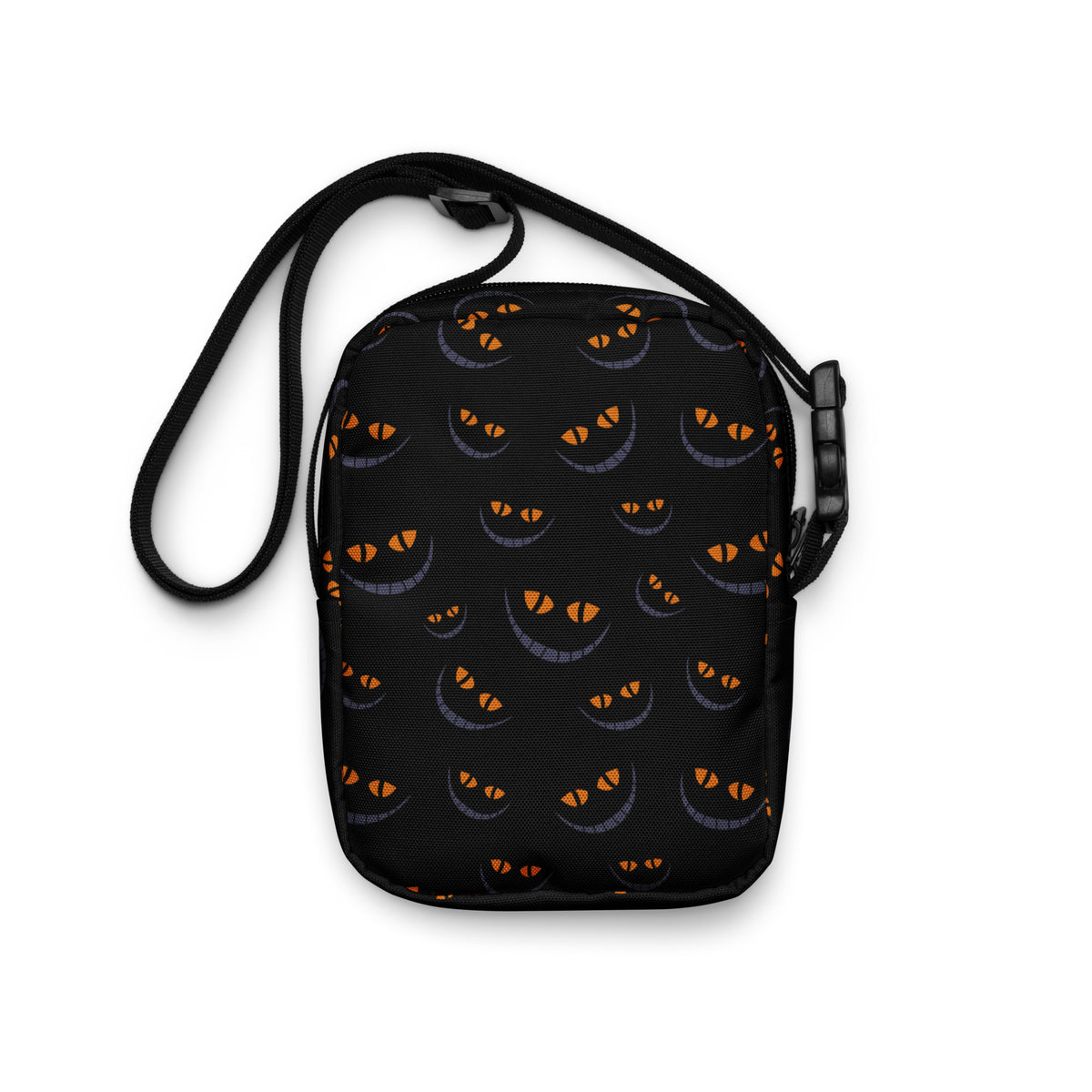 Spooky Black Cat Halloween Crossbody Bag – Water Resistant Mini Purse With Adjustable Strap & Pockets