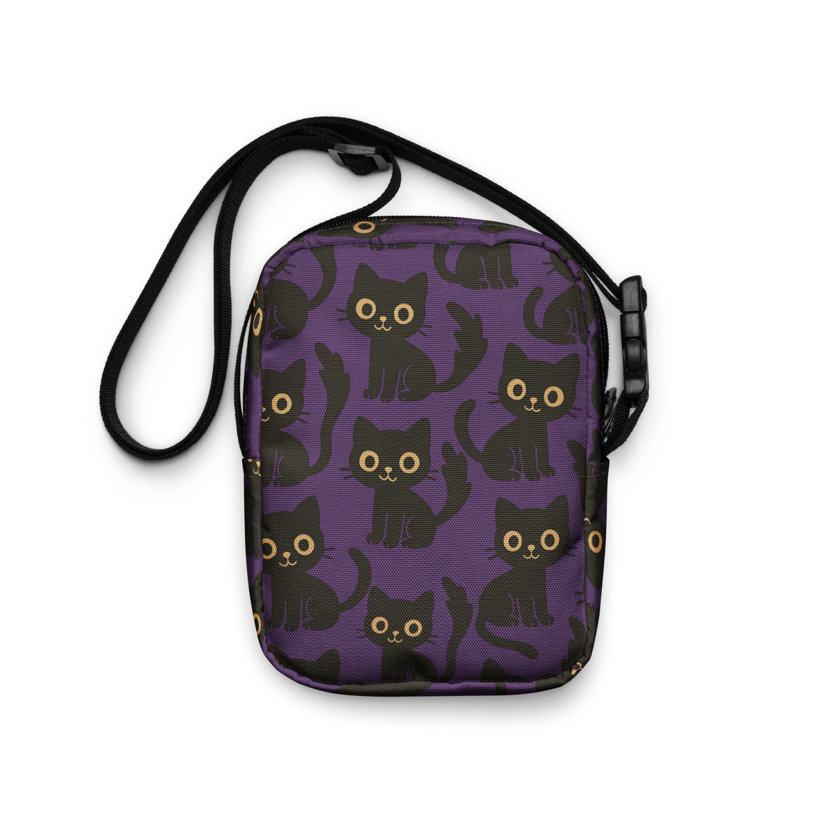 Cute Black Cat Halloween Crossbody Bag – Water Resistant Mini Purse With Adjustable Strap & Pockets