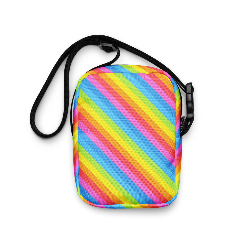 Rainbow Stripe Crossbody Bag – Water Resistant Mini Purse With Adjustable Strap & Pockets