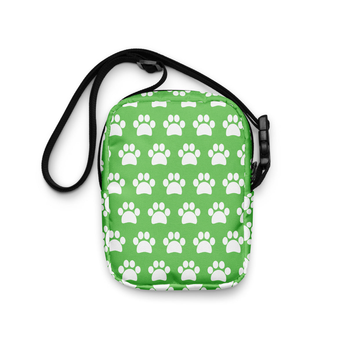 Green Paw Print Crossbody Bag – Water Resistant Mini Purse With Adjustable Strap & Pockets