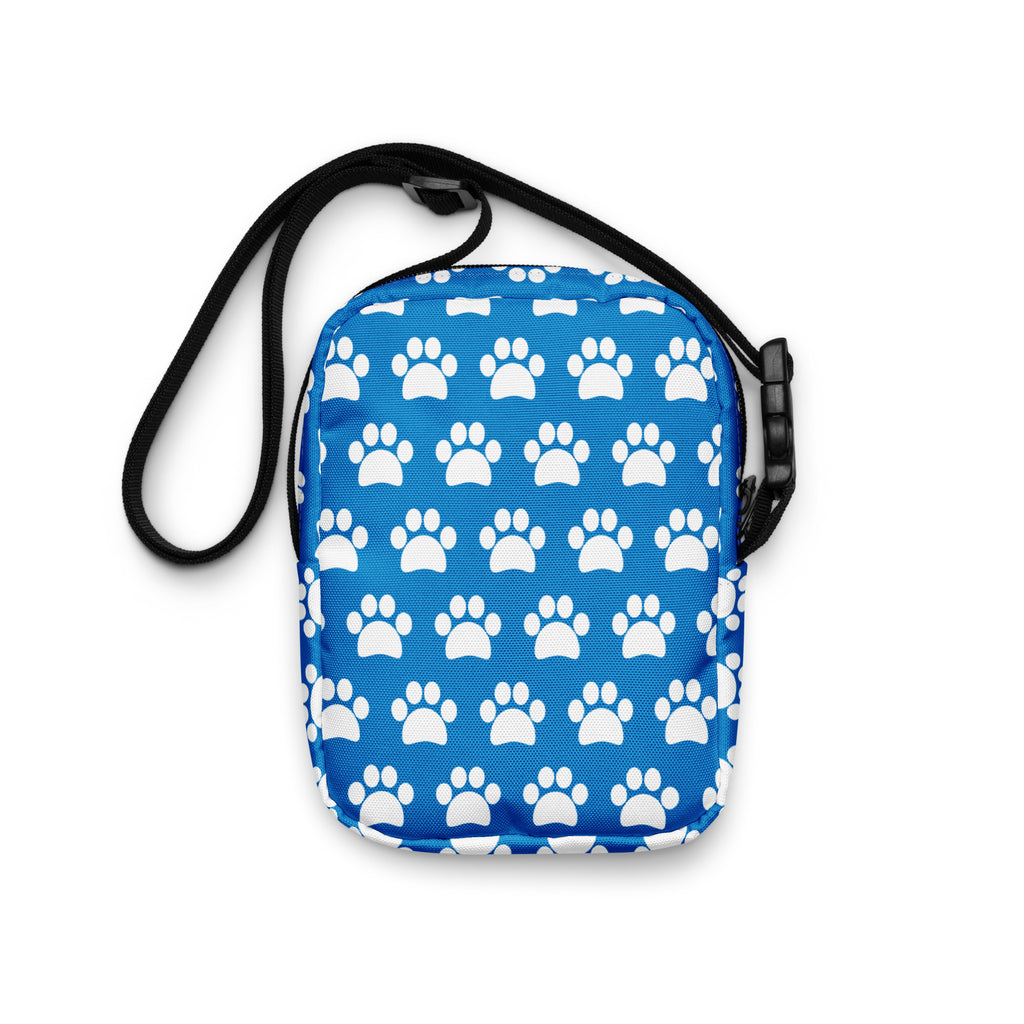 Royal Blue Paw Print Crossbody Bag – Water Resistant Mini Purse With Adjustable Strap & Pockets