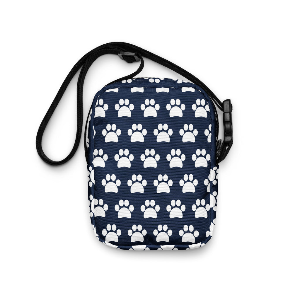 Navy Blue Paw Print Crossbody Bag – Water Resistant Mini Purse With Adjustable Strap & Pockets