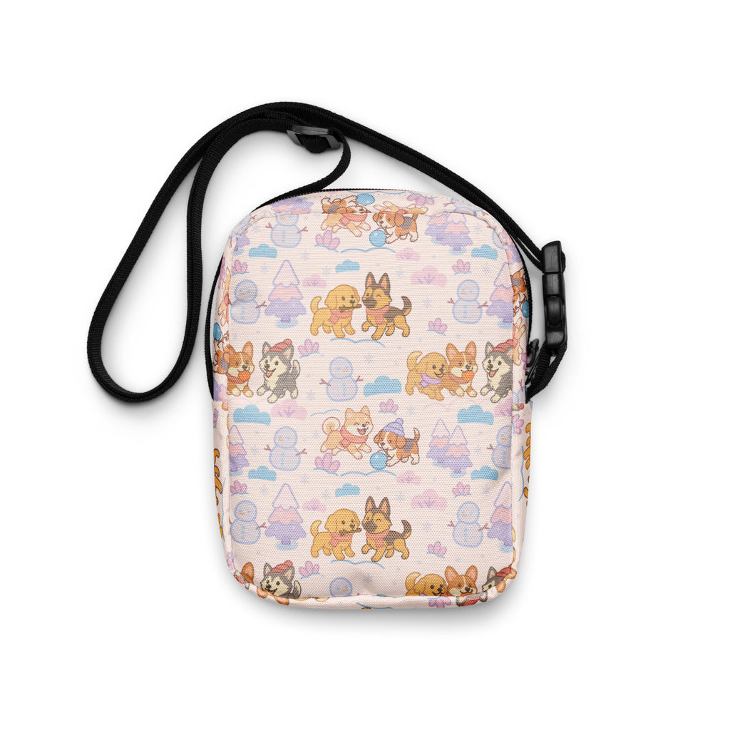Winter Dogs Crossbody Bag – Water Resistant Mini Purse With Adjustable Strap & Pockets