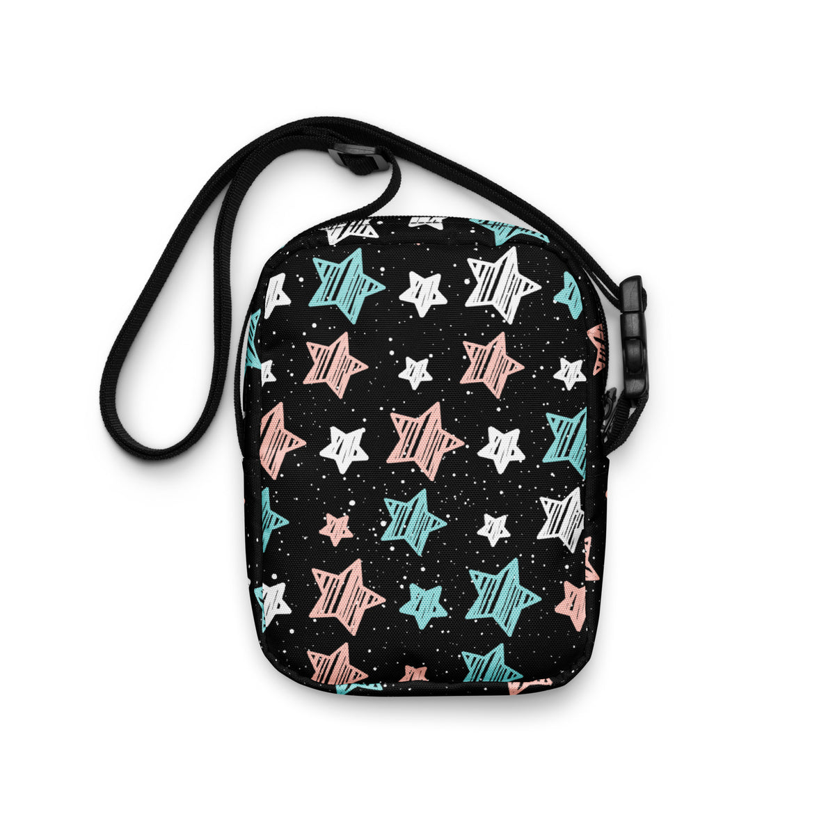 Colorful Doodle Star Crossbody Bag – Water Resistant Mini Purse With Adjustable Strap & Pockets