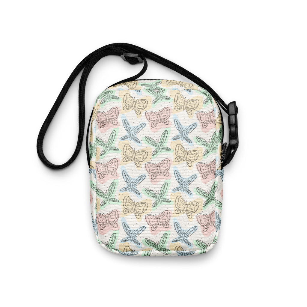 Pastel Butterfly & Dragonfly Crossbody Bag – Water Resistant Mini Purse With Adjustable Strap & Pockets