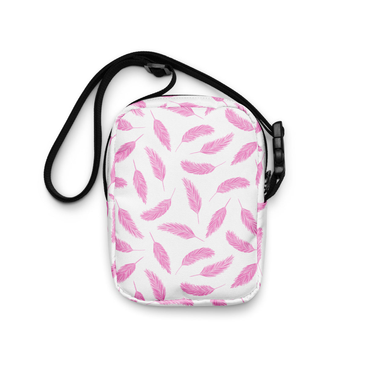 Pink Flamingo Feathers Crossbody Bag – Water Resistant Mini Purse With Adjustable Strap & Pockets