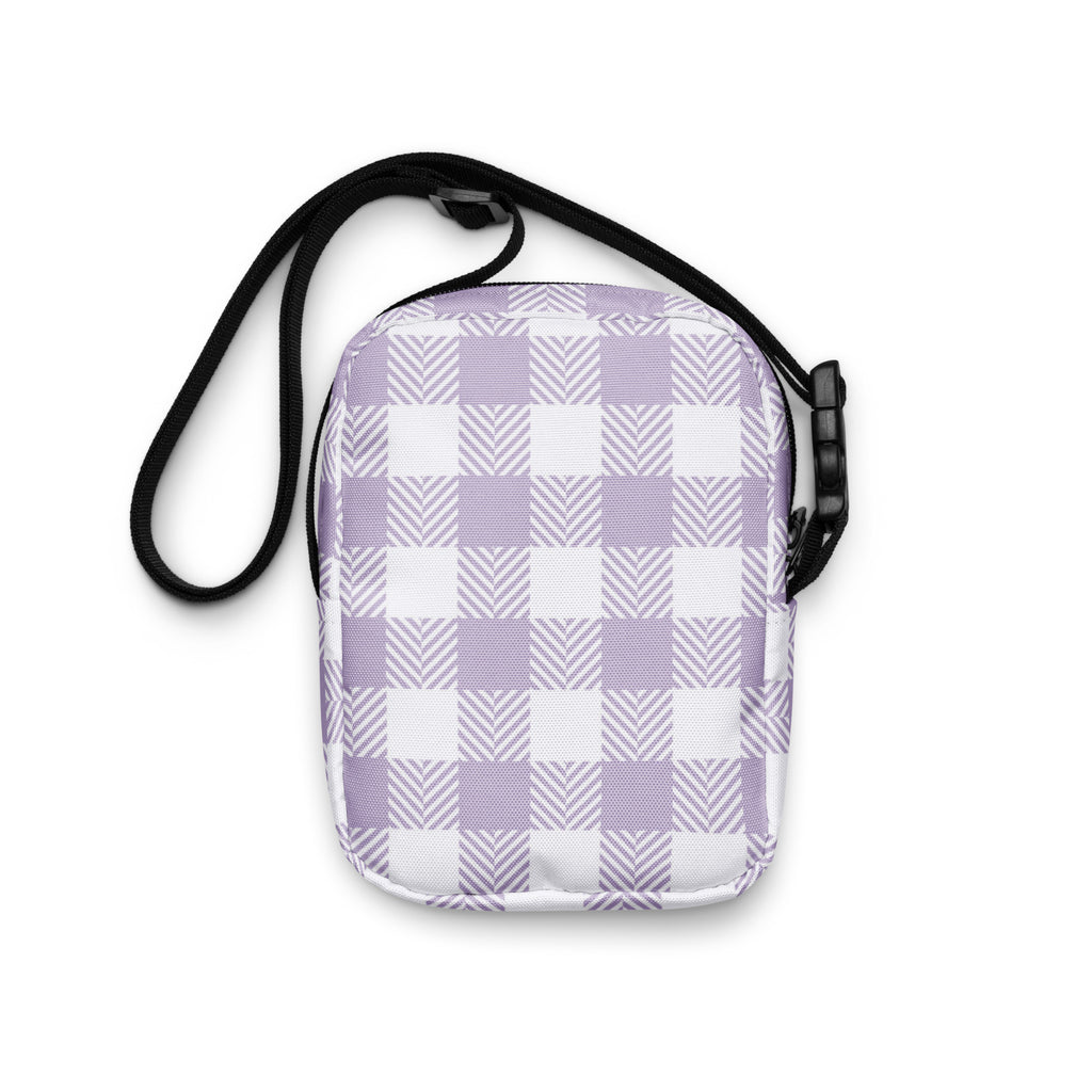 Girls Lavender Gingham Crossbody Bag – Water Resistant Mini Purse With Adjustable Strap & Pockets