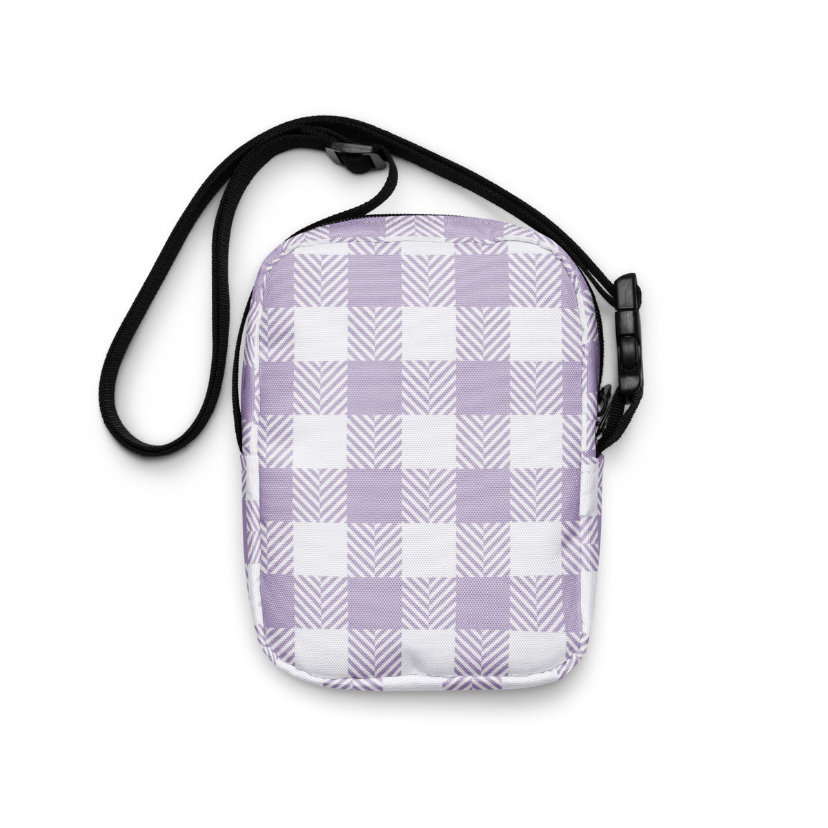 Girls Lavender Gingham Crossbody Bag – Water Resistant Mini Purse With Adjustable Strap & Pockets