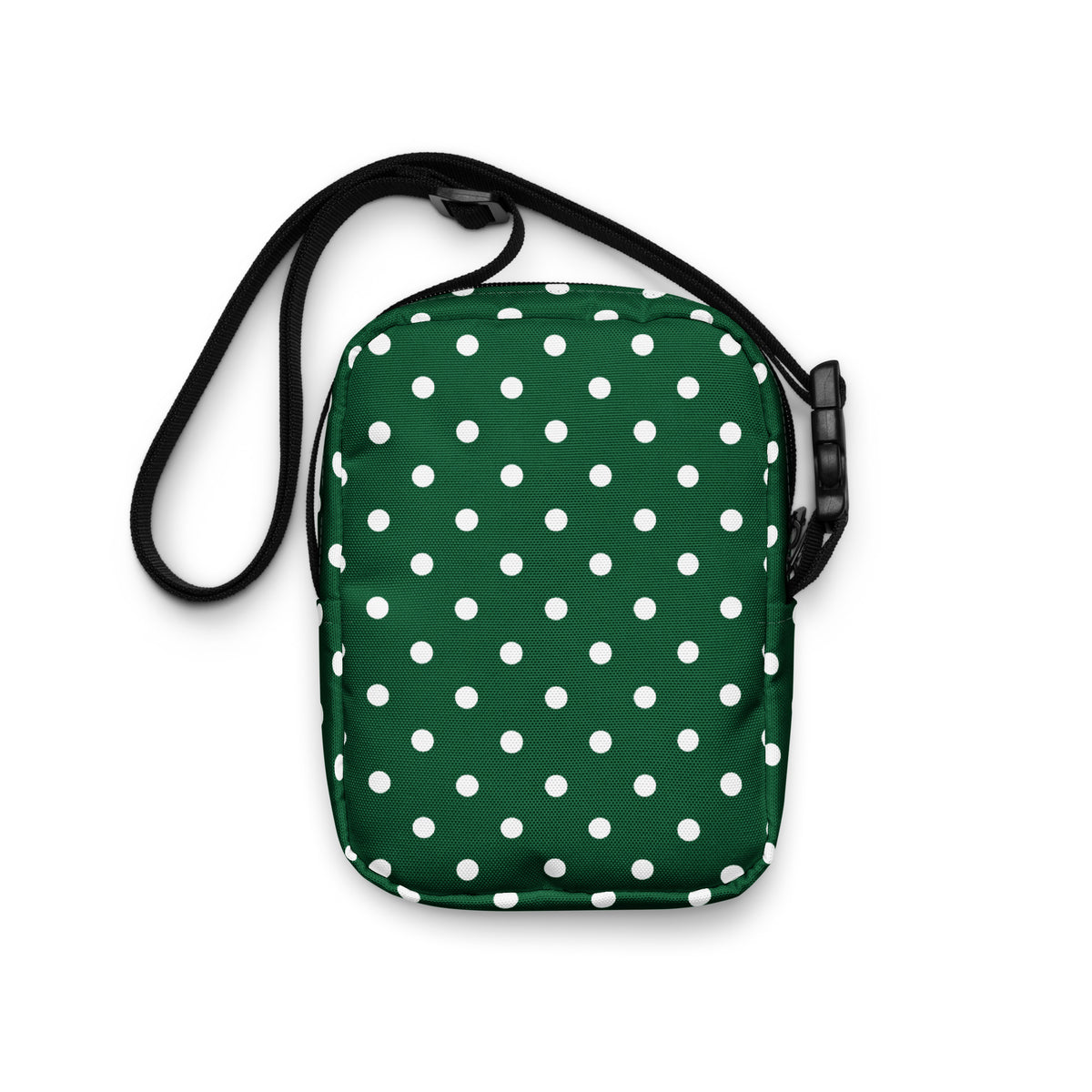 Forest Green Polka Dot Crossbody Bag – Water Resistant Mini Purse With Adjustable Strap & Pockets