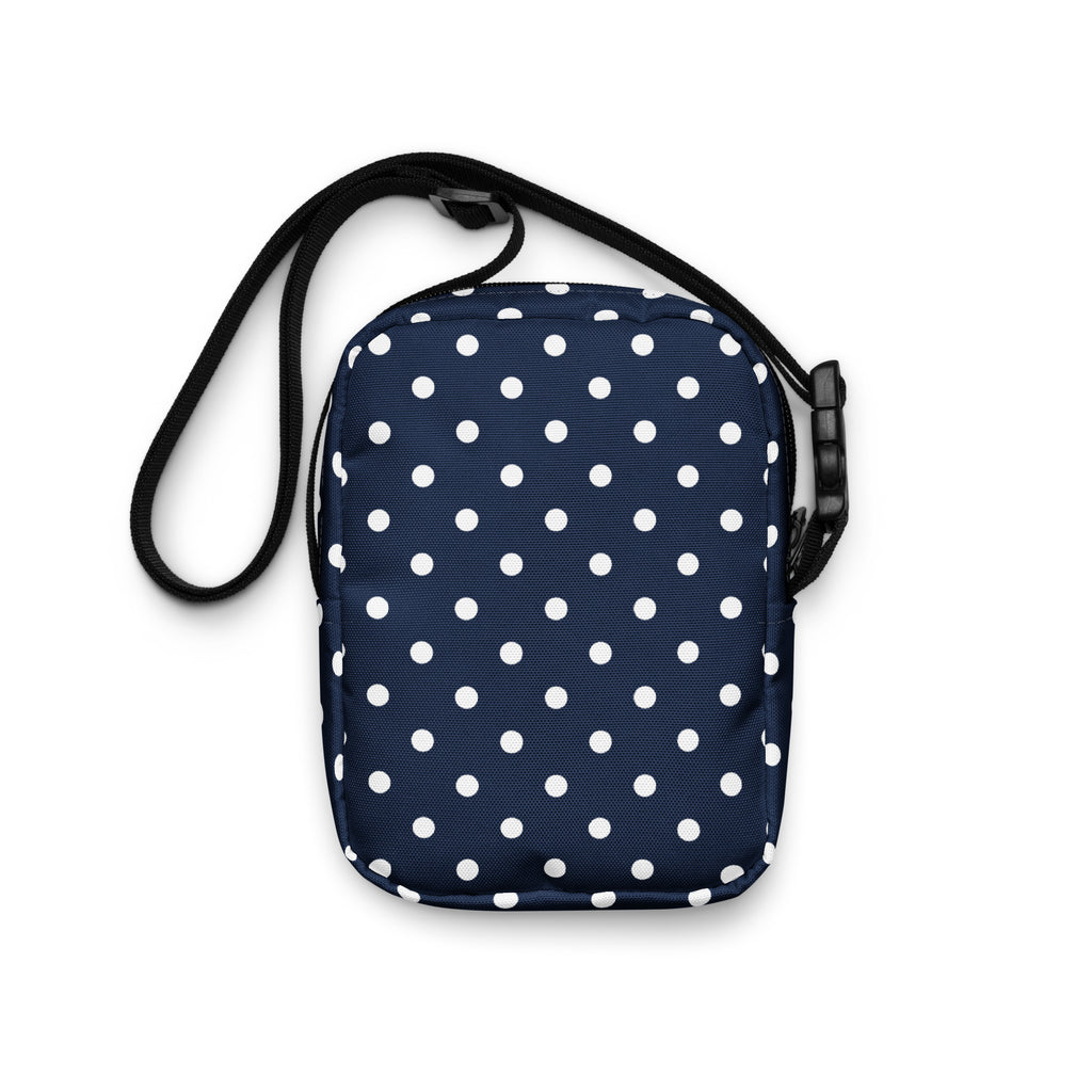 Navy Blue Polka Dot Crossbody Bag – Water Resistant Mini Purse With Adjustable Strap & Pockets
