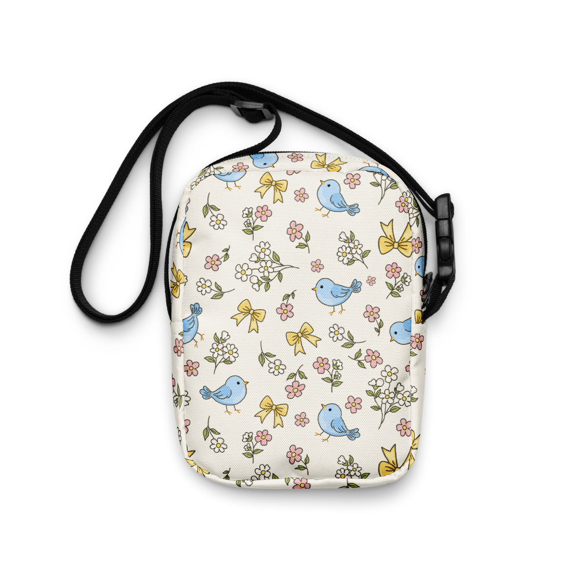 Floral Blue Bird Crossbody Bag – Water Resistant Mini Purse With Adjustable Strap & Pockets