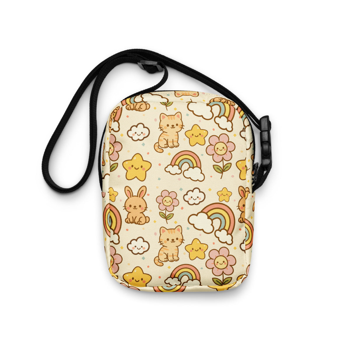 Girls Cute Cat Rainbow Crossbody Bag – Water Resistant Mini Purse With Adjustable Strap & Pockets