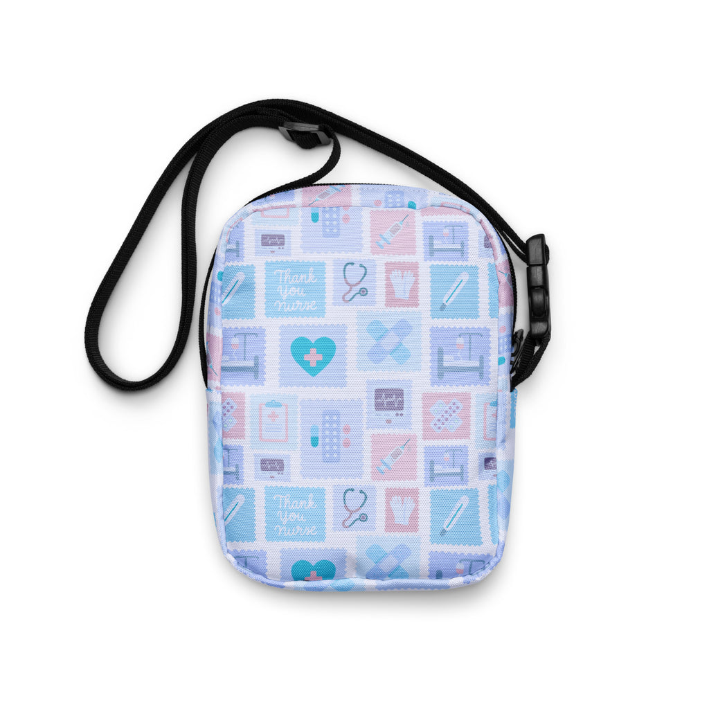 Blue Nurse Icon Crossbody Bag – Water Resistant Mini Purse With Adjustable Strap & Pockets