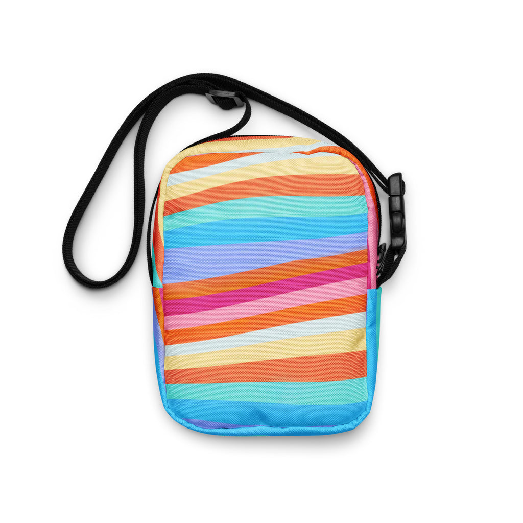 Colorful Sand Striped Crossbody Bag – Water Resistant Mini Purse With Adjustable Strap & Pockets